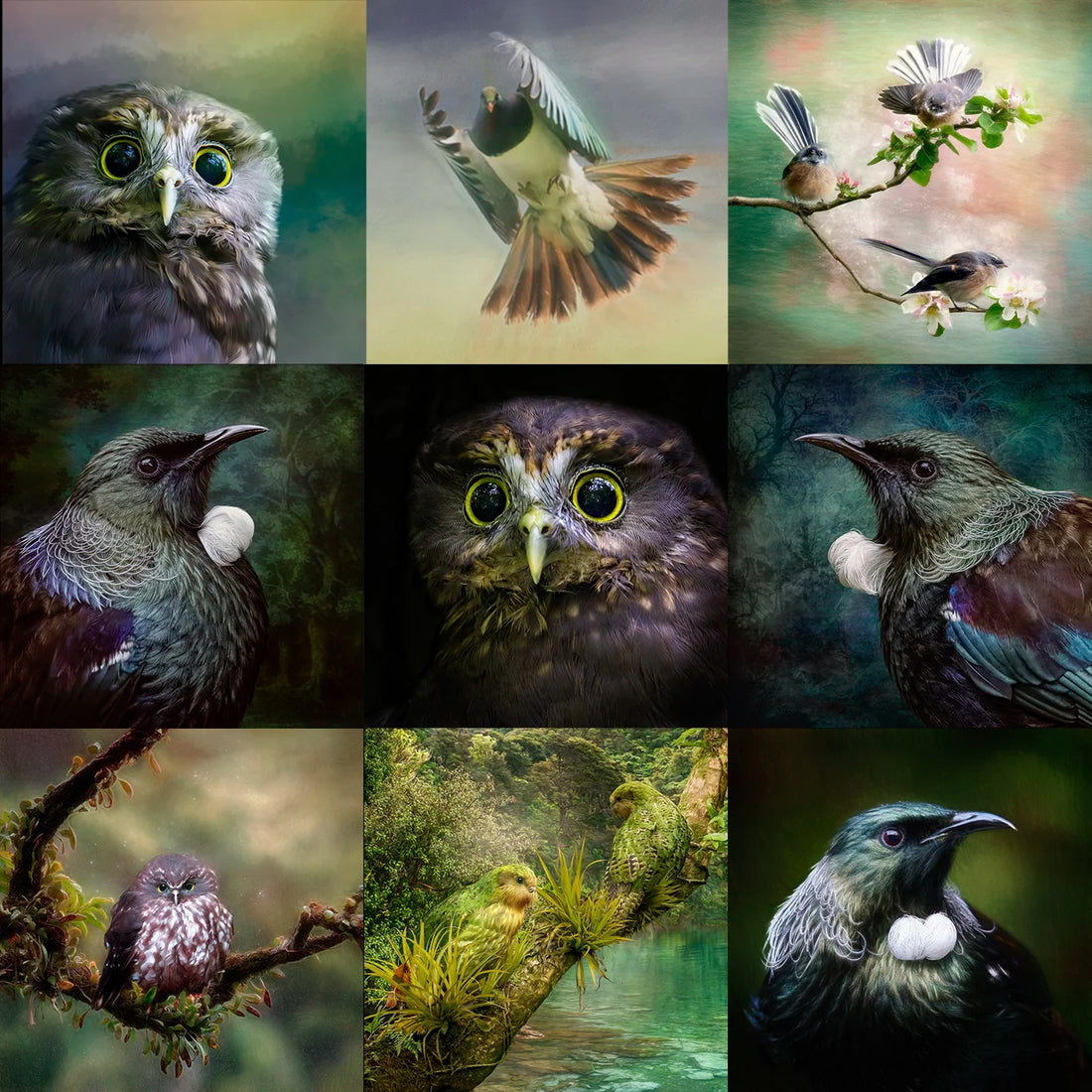 Montage of bird art