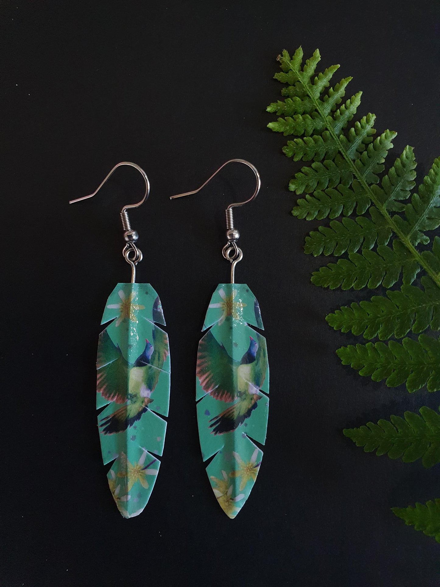 Kererū Feather Washi Earrings