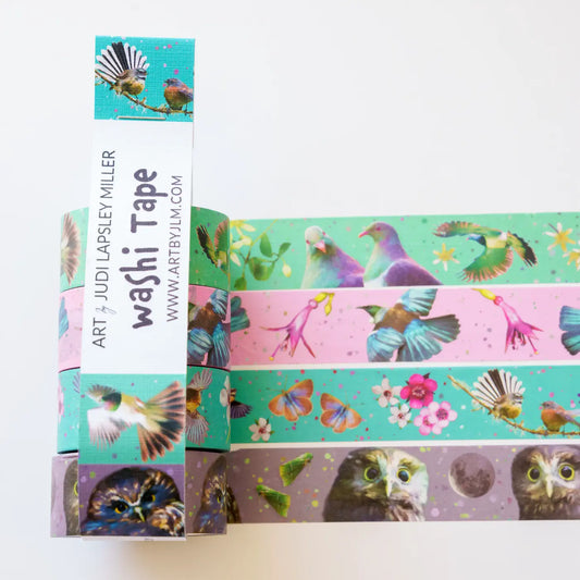 bird-themed washi tape by NZ bird artist Judi Lapsley Miller