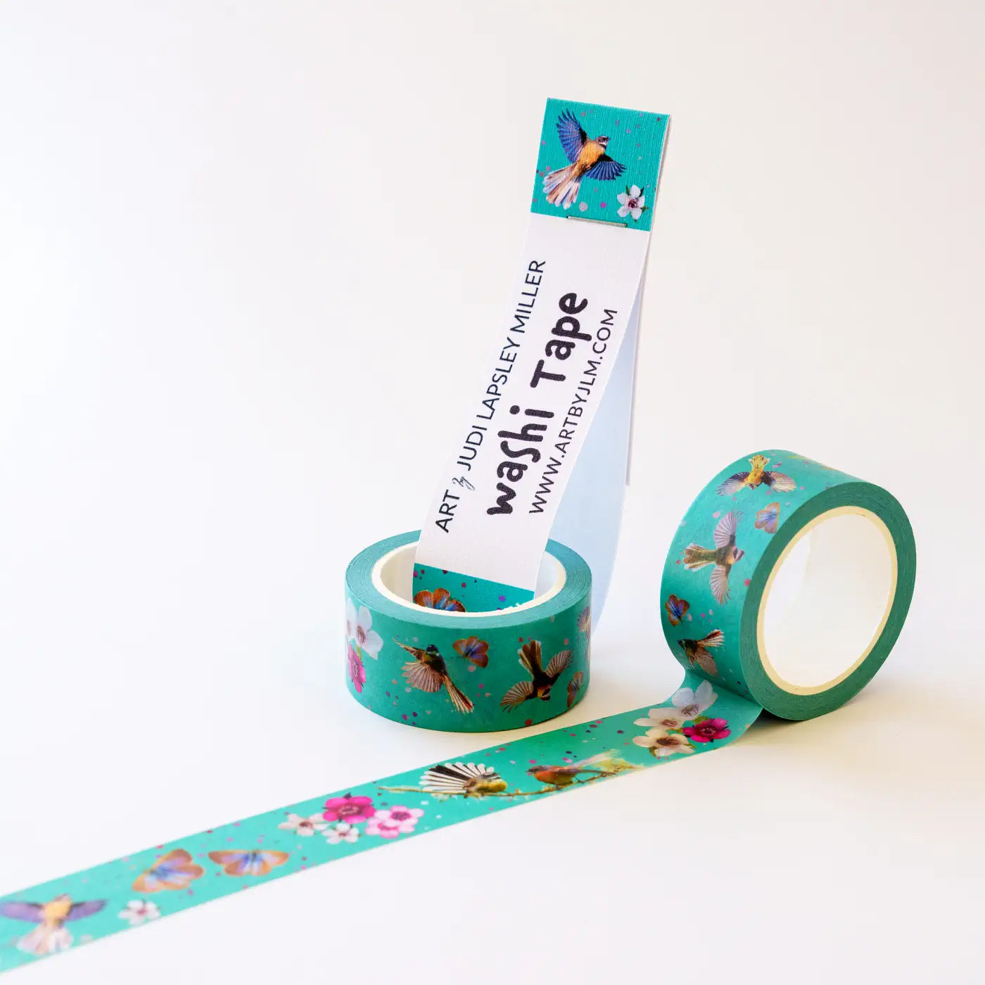 Piwakawaka fantail washi tapes with manuka flowers and butterflies